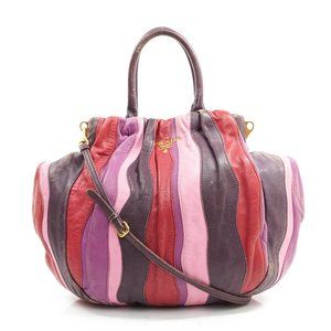 Auth Prada Hand Bag Leather Multi Color